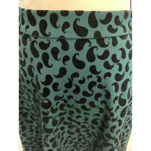 To La Roo Womens New Green Black Velvet Fit Flare Midi Skirt 18 $69 28 in waist - Picture 2 of 7